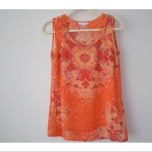 CAbi Floral Merrow Edge Chiffon Tank Top